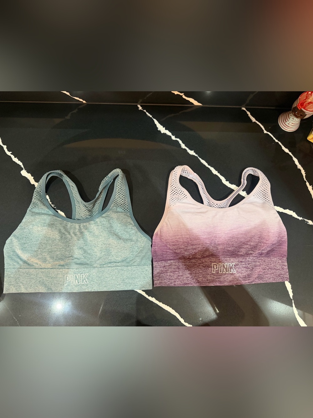 PINK Victoria's Secret Ombre Seamless Racerback Sports Bras - Teal & Purple